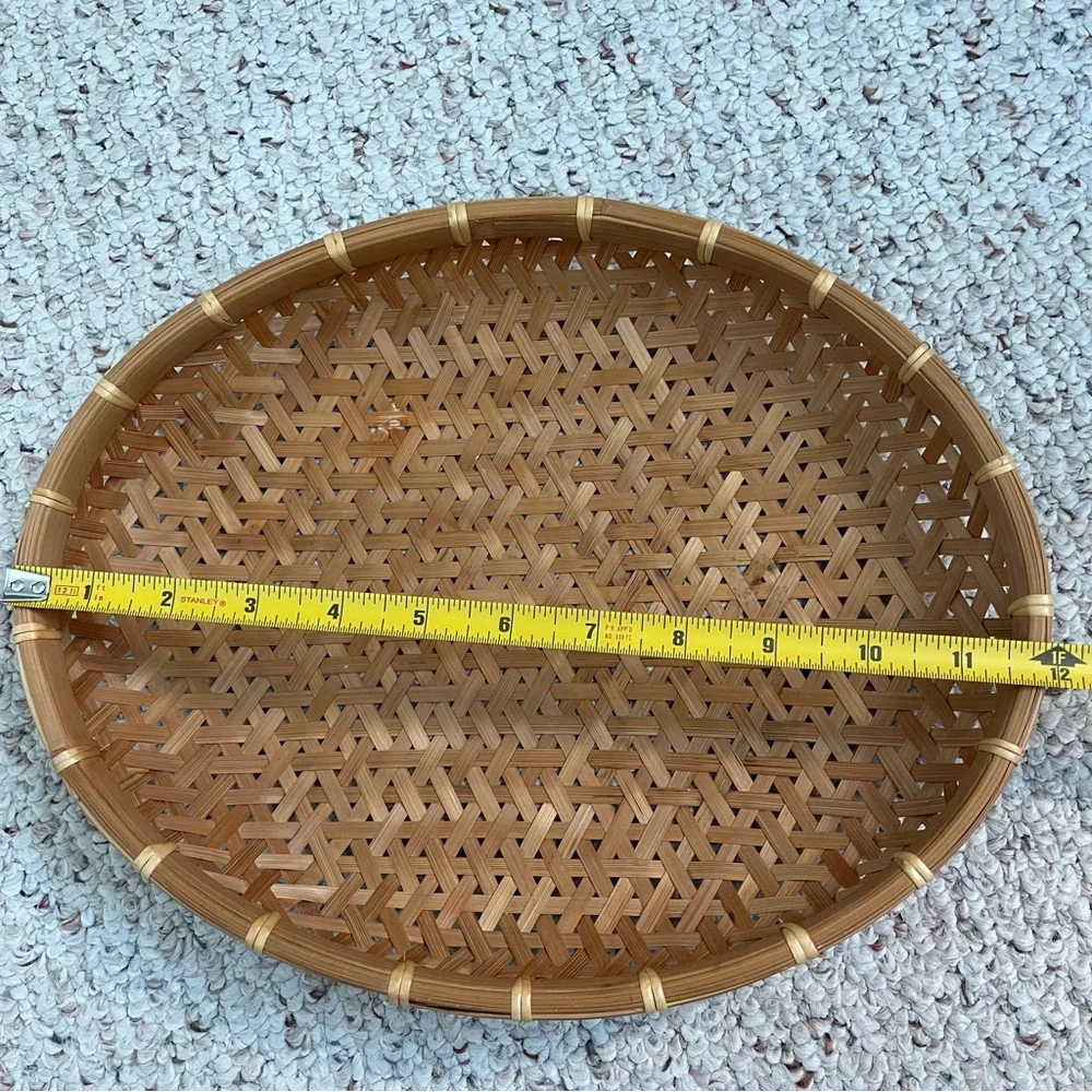 Vintage‎ Bamboo Basket oval-shaped fruit basket 12x9.5”